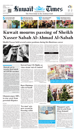 Kuwait Mourns Passing of Sheikh Nasser Sabah Al-Ahmad Al-Sabah Sheikh Nasser Held Several Senior Positions During His Illustrious Career