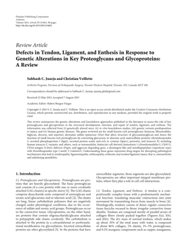 Defects in Tendon, Ligament, and Enthesis in Response to Genetic Alterations in Key Proteoglycans and Glycoproteins: Areview