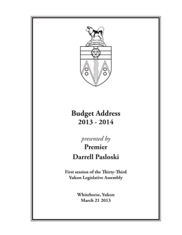 Budget Address 2013 - 2014