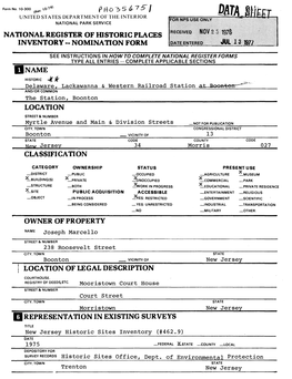National Register of Historic Plages Inventory - Nomination Form