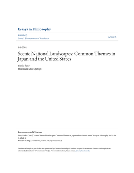 Scenic National Landscapes: Common Themes in Japan and the United States Yuriko Saito Rhode Island School of Design