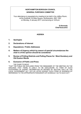 (Public Pack)Agenda Document for General Purposes Committee