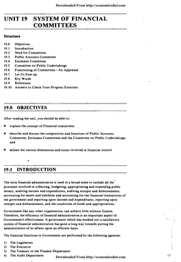 Unit 19 System of Financial Committees