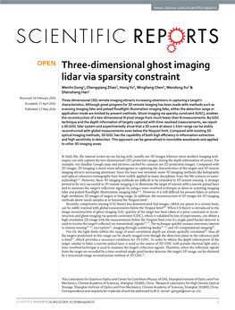 Three-Dimensional Ghost Imaging Lidar Via Sparsity Constraint