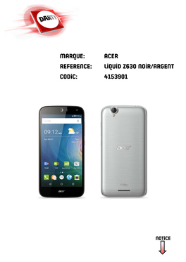 Acer Reference: Liquid Z630 Noir/Argent Codic: 4153901