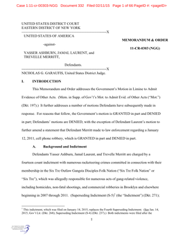 Case 1:11-Cr-00303-NGG Document 332 Filed 02/11/15 Page 1 of 66