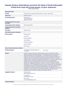 Insectes Sociaux (International Journal for the Study of Social Arthropods)