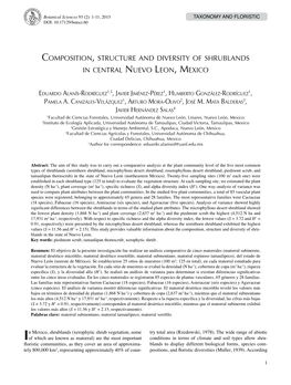 Composition, Structure and Diversity of Shrublands in Central Nuevo Leon, Mexico