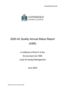 2020 Air Quality Annual Status Report (ASR)