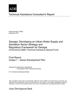 Developing an Urban Water Supply and Sanitation Sector Strategy and Regulatory Framework for Georgia (Financed by ADB’S Technical Assistance Special Fund)