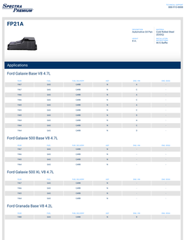 Applications Ford Galaxie Base V8 4.7L Ford