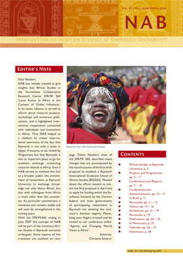 Newsletter of African Studies at Bayreuth University