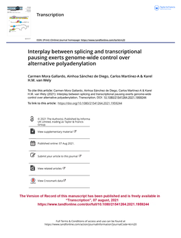 Interplay Between Splicing and Transcriptional Pausing Exerts Genome-Wide Control Over Alternative Polyadenylation