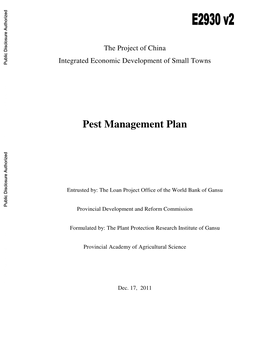 Pest Management Plan