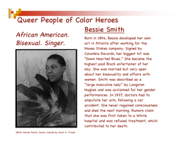 Queer People of Color Heroes Bessie Smith African American