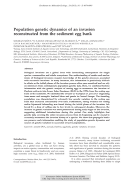 Population Genetic Dynamics of an Invasion Reconstructed from the Sediment Egg Bank