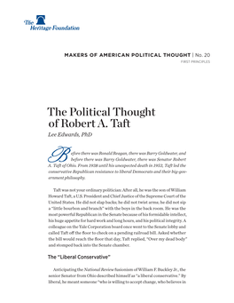 The Political Thought of Robert A. Taft Lee Edwards, Phd