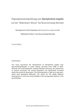 Populationsentwicklung Von Dactylorhiza Majalis Auf Der "Beberbach‐Wiese" Bei Braunschweig‐Wenden