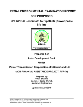 220 KV D/C Joshimath to Pipalkoti (Kuwaripass) S/S Line