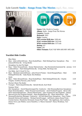 Lyle Lovett Smile - Songs from the Movies Mp3, Flac, Wma