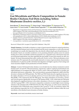 Gut Microbiota and Mucin Composition in Female Broiler Chickens Fed Diets Including Yellow Mealworm (Tenebrio Molitor, L.)