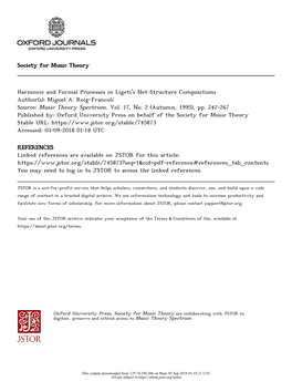 Harmonic and Formal Processes in Ligeti's Net-Structure Compositions Author(S): Miguel A