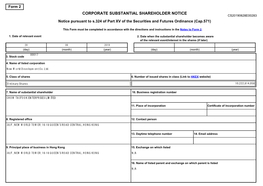 CORPORATE SUBSTANTIAL SHAREHOLDER NOTICE CS20190628E00283 Notice Pursuant to S.324 of Part XV of the Securities and Futures Ordinance (Cap.571)