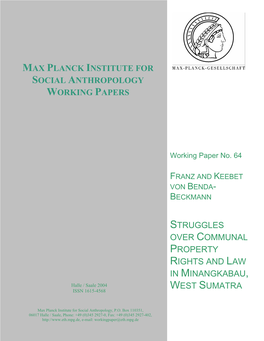 Max Planck Institute for Social Anthropology Working Papers