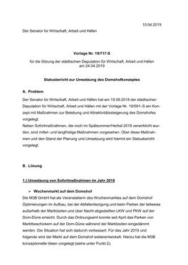 19 717 S-Vorlage Statusbericht Umsetzung Domshofkonzept