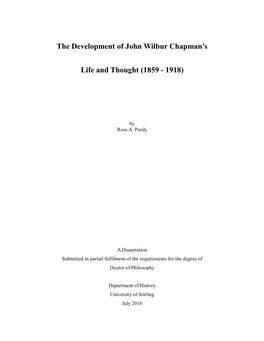 The Development of John Wilbur Chapman's