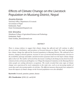 Effects of Climate Change on the Livestock Population in Mustang