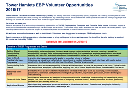 Tower Hamlet EBP Volunteer Opportunities