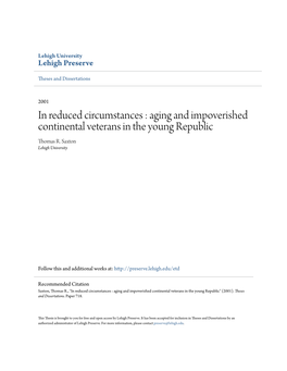 Aging and Impoverished Continental Veterans in the Young Republic Thomas R