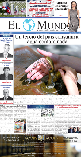 Un Tercio Del País Consumiría Agua Contaminada