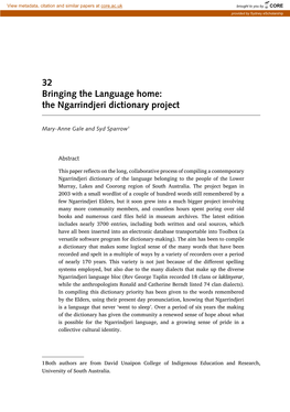 The Ngarrindjeri Dictionary Project