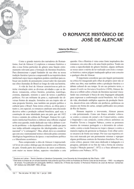 O Romance Histórico De José De Alencar