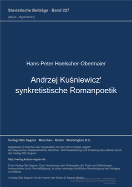 Andrzej Kuśniewicz' Synkretistische Romanpoetik