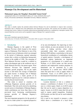 Mamuju City Development and Its Hinterland