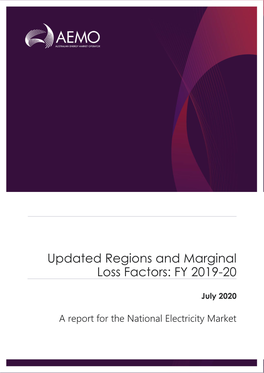 Updated Regions and Marginal Loss Factors: FY 2019-20