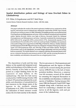 Spatial Distribution Pattern and Biology of Tuna Live-Bait Fishes in Lakshadweep