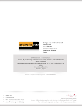 Redalyc.Zircon U-Pb Geochronology and Emplacement History of Intrusive Rocks in the Ardestan Section, Central Iran