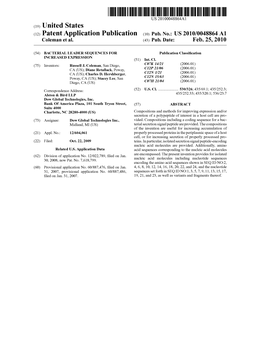 (12) Patent Application Publication (10) Pub. No.: US 2010/0048864 A1 Coleman Et Al
