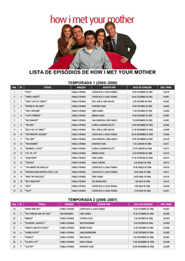 Lista De Episódios De How I Met Your Mother