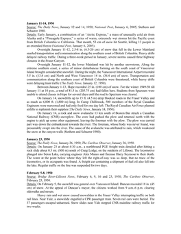 January 11-14, 1950 Source: the Daily News, January 12 and 14, 1950; National Post, January 6, 2005; Stethem and Schaerer 1980
