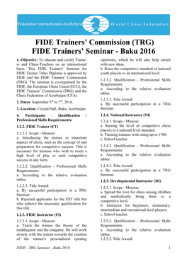 (TRG) FIDE Trainers' Seminar