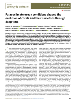 Palaeoclimate Ocean Conditions Shaped the Evolution of Corals and Their Skeletons Through Deep Time