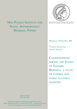 Companionship Among the Evenki of Eastern Buryatia: a Study of Flexible and Stable Cultural Elements