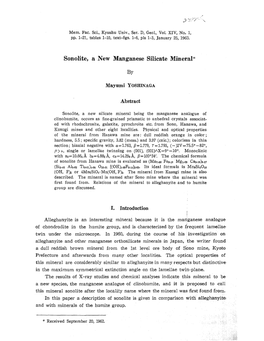 Sonolite, a New Manganese Silicate Mineral*