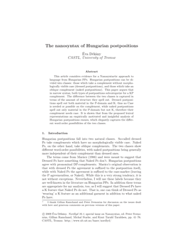 The Nanosyntax of Hungarian Postpositions