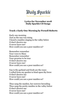 Lyrics November 2018